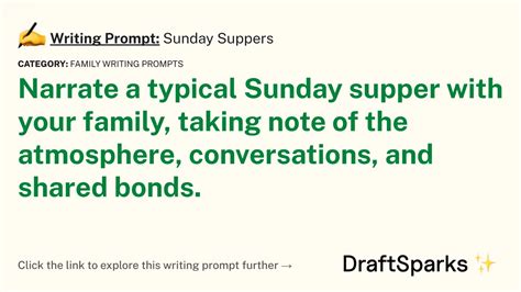Writing Prompt Sunday Suppers Draftsparks
