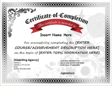 Certificates Of Completion Templates For Ms Word Professional