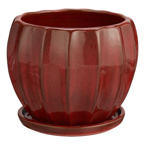 better homes and gardens lani red ceramic planter w attached saucer 8 in 2022
