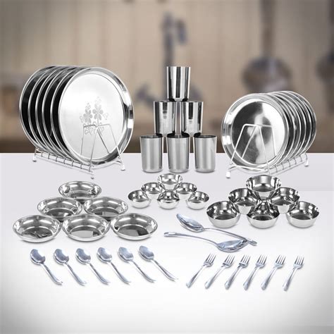 Silver Stainless Steel 50 Pcs Ss Kitchen Dinner Set For Home At Rs