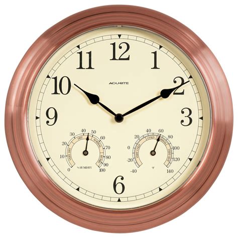 13 Copper Indooroutdoor Clock With Thermometer And Humidity