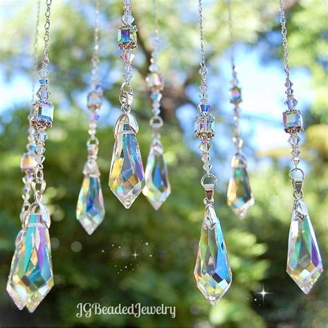 Hanging Crystal Swarovski Teardrop Suncatcher Rearview Mirror Car