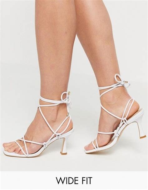 Co Wren Wide Fit Strappy Mid Heel Sandals In White ASOS Sandals