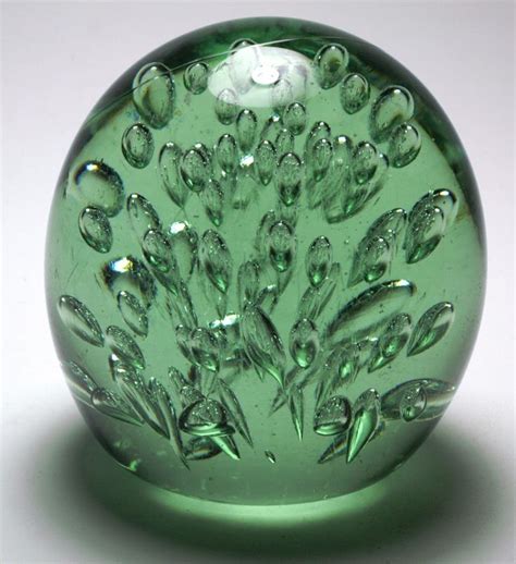 Magnum Antique English Green Glass Bubble Dump Paperweight Circa 1840 1900 Glass