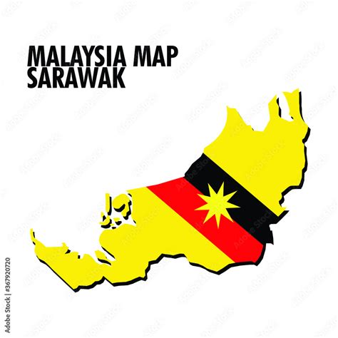 Sarawak State Map Of Malaysia Country With Black Shadow Eps10 Stock