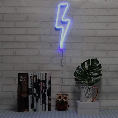 Neon Sign Lightning Bolt Neon Light Sign For Wall Decor Usb Or Battery