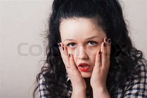 Closeup Portrait Of Sad Depressed Stressed Thoughtful Young Woman