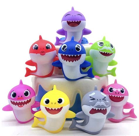 Qoo10 8 Piece Set Of Baby Shark Figurine Cake Topper Toys
