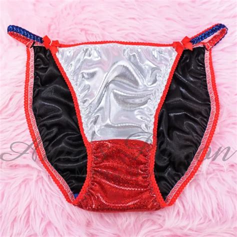 foil satin string bikini panties wetlook ladies sissy metallic underwear pink 17 99 picclick