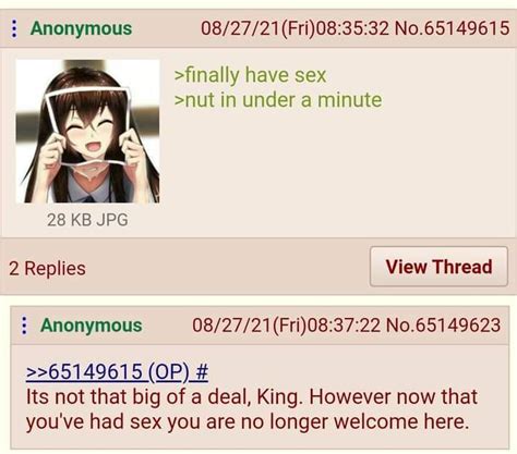 Anon Finally Has Sex