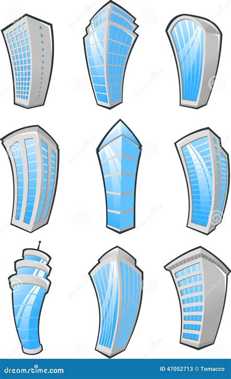 Cartoon Skyscrapers icons. stock illustration. Illustration of office