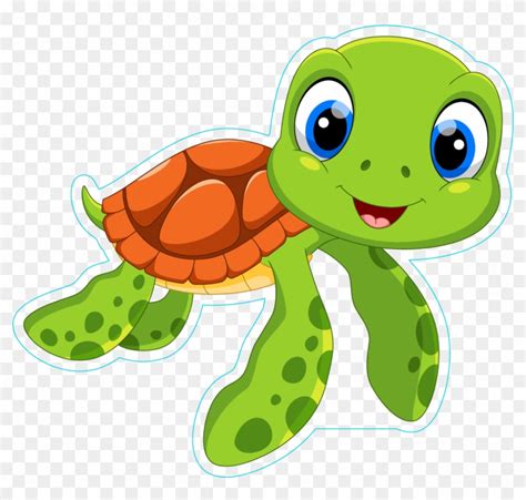 Cute Sea Turtle Cartoon Sticker Baby Sea Turtle Cartoon