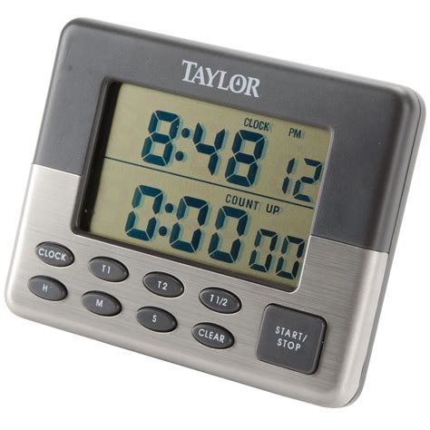 Taylor 5872 9 Jumbo Digital Dual Event Kitchen Timer With Memory And Clock
