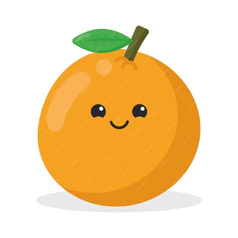 Lindo Personaje Kawaii Naranja Vector Premium