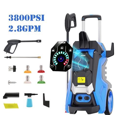 4 Nozzles Blue Teande Electric Pressure Washer 3800 Psi Smart High