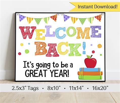 Welcome Back To School Welcome Sign And Tags Printable Sign Etsy Uk