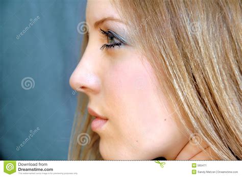 Side Profile Stock Image Image Of Make Woman Blue