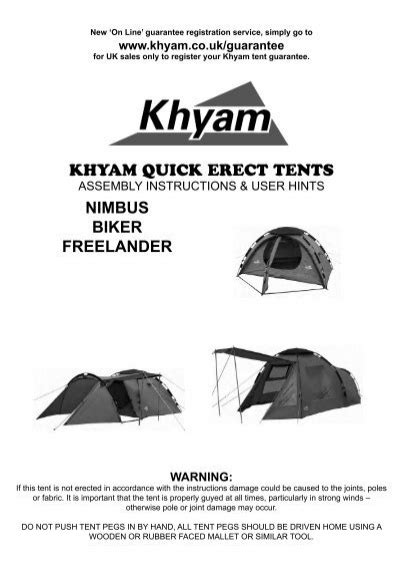 Khyam Quick Erect Tents Nimbus Biker Freelander