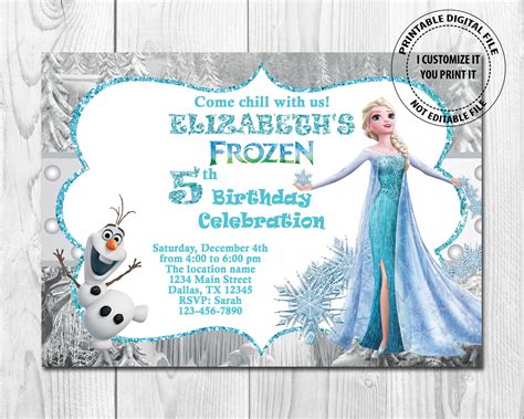 Frozen Birthday Invitation Elsaolaf Frozen Invitation Etsy