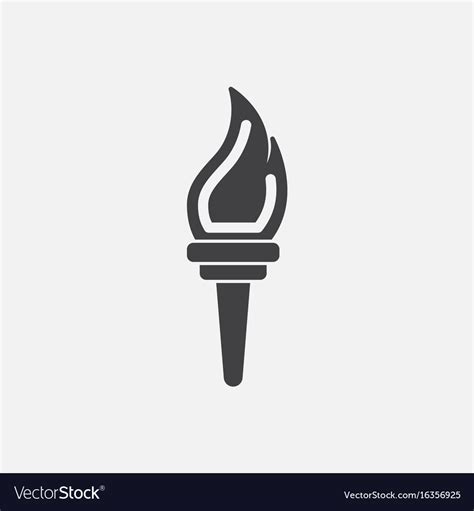 Torch Icon Symbol Fire Hot Flame Power Flaming Vector Image