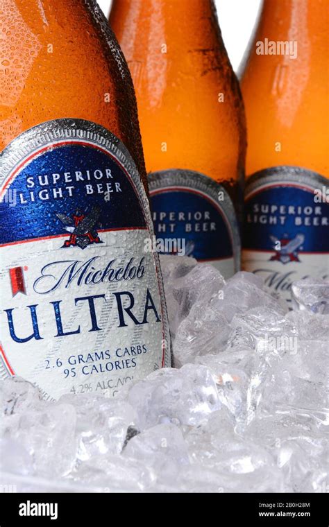 Irvine Ca May 30 2014 Closeup Of Michelob Ultra Bottles In Ice