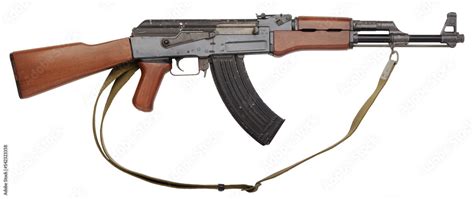 Famous Russian Ak 47 Assault Rifles In Used Condition Isolated On White