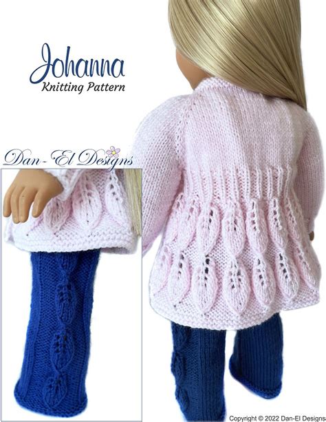 Dan El Designs Johanna Doll Clothes Knitting Pattern 18 Inch American Girl Dolls