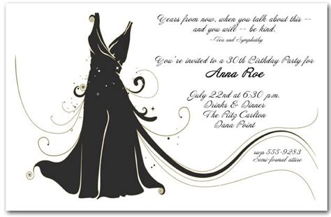 Little Black Dress Invitation Birthday Party Invitation Wording New