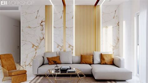 Gold And White Luxury Living Room Design Living Room Wall Designs