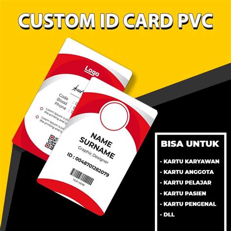 Jual Custom Cetak PVC ID Card Kartu Identitas Kantor Kartu Nama Souvenir Print UV Flatbed Anti