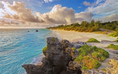 1500x938 Nature Landscape Beach Bermuda Island Sea Sand Clouds Shrubs