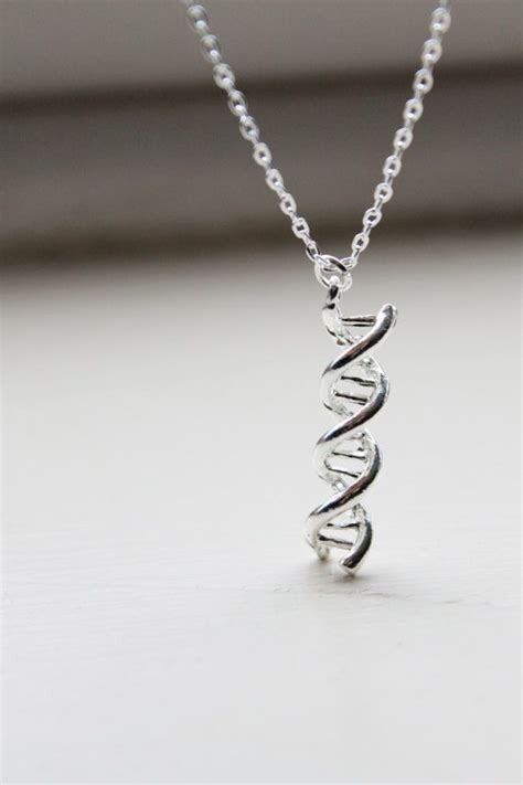 Dna Necklace Double Helix Charm Science Necklace Double Etsy Canada