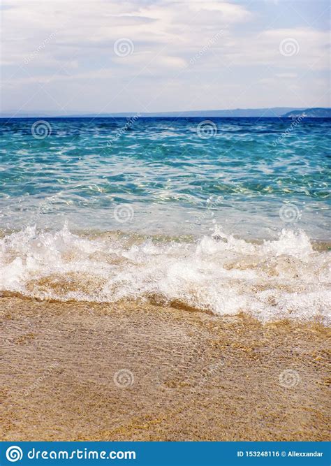 Wave Of Blue Ocean On Sandy Beach Summer Background Stock Photo Image