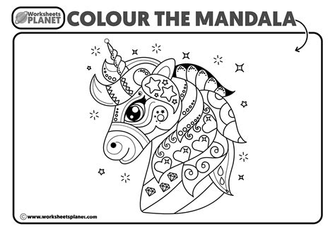 Unicorn Mandala For Kids To Colour