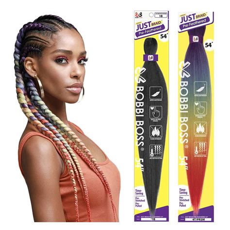 Bobbi Boss Just Braid Pre Feathered Braiding Hair 54 Synthetic Fiber For Twisting