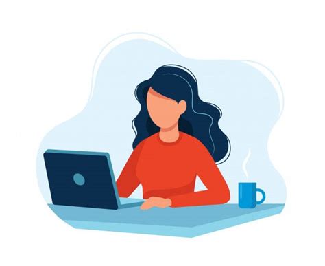 Premium Vector Woman Working With Computer Illustration Graphic