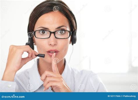 Pretty Employee Speaking On The Headset Stock Photo Image Of Person