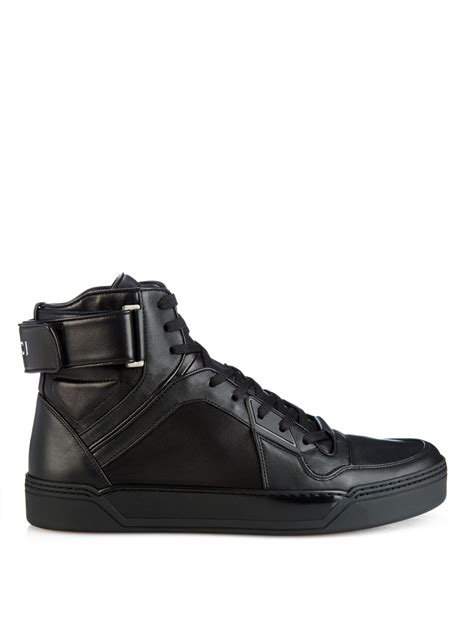 Lyst Gucci High Top Leather Sneakers In Black For Men