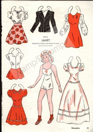 Jack And Jill Magazine Paper Dolls C 1945 Janet Free Shipping Offer