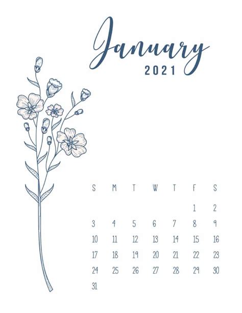 Free Printable Calendar 2021 Floral Free Letter Templates