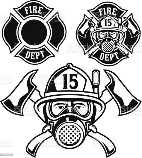 Vector Illustration Of Firemen Badge Stock Vector Art 186283267 Istock