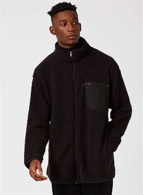 Black Zip Through Fleece Jacket Fleece Jacket Topman Jackets