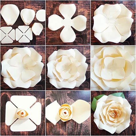 Diy Giant Paper Rose Pattern Templates And Tutorials Garden Etsy