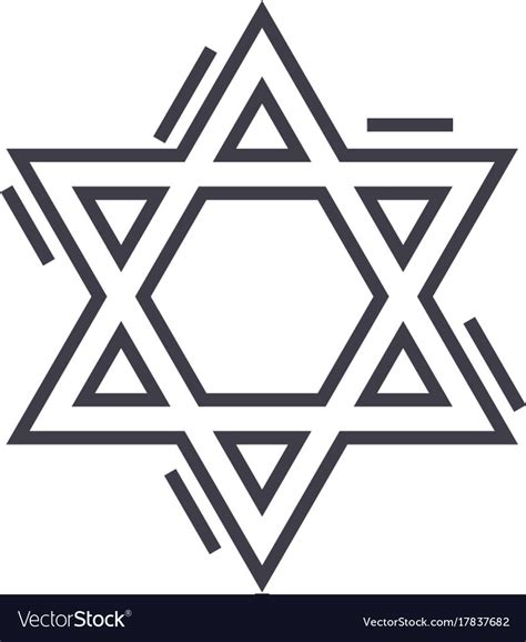 Jewish David Star Line Icon Sign Royalty Free Vector Image