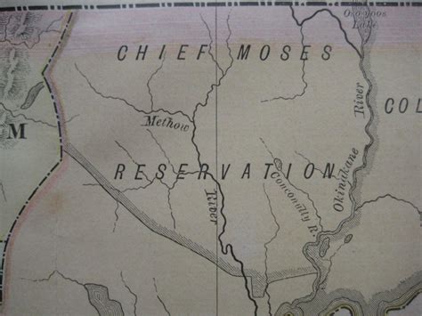 Original 1883 Wagon Trail Map Washington Territory Indian Reservations