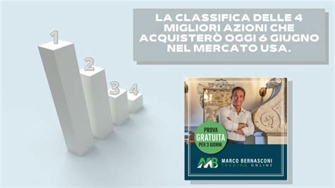 La classifica delle 4 migliori azioni che acquisterò oggi 6 Giugno nel