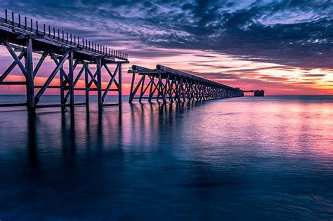 Hd Wallpaper View Of Sea During Sunset Steetley Pier Sunrise Canon