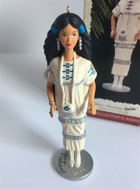 Hallmark Keepsake Ornament Native American Barbie 1996 Artist Signed New In Box Ebay