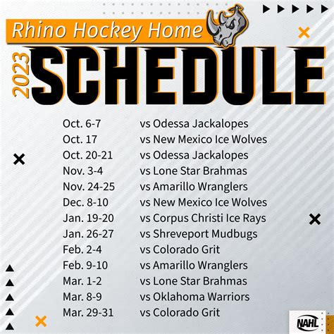 The 2023 24 Nahl Schedule Is El Paso Rhinos Hockey Facebook