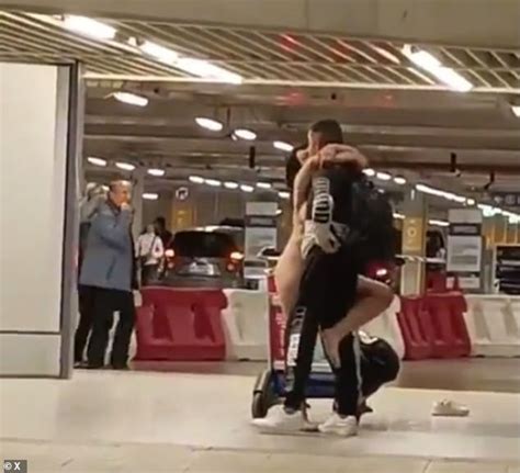 Bizarre Moment Naked Woman On Magic Mushrooms Wraps Her Leg Around A Passenger And Slaps A Cop